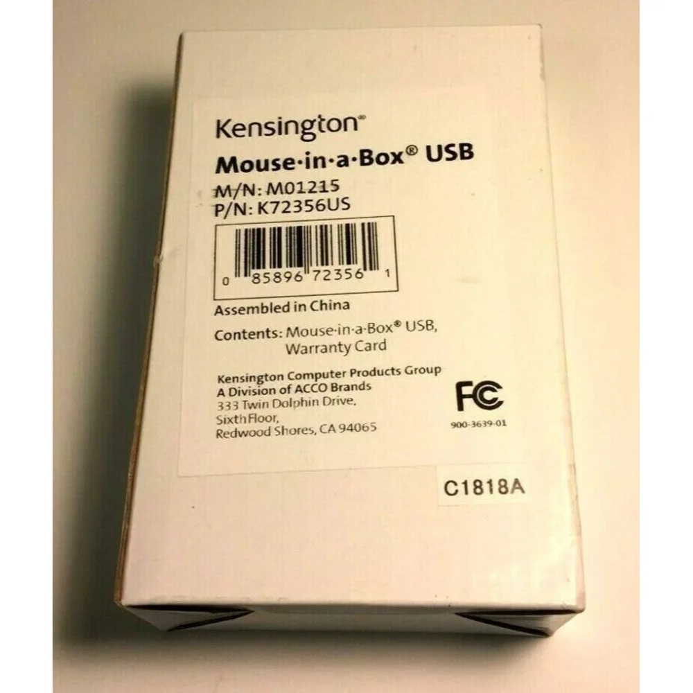 Kensington Mouse-in-a-Box K72356US Optical Mouse Brand New in Box Works Wired